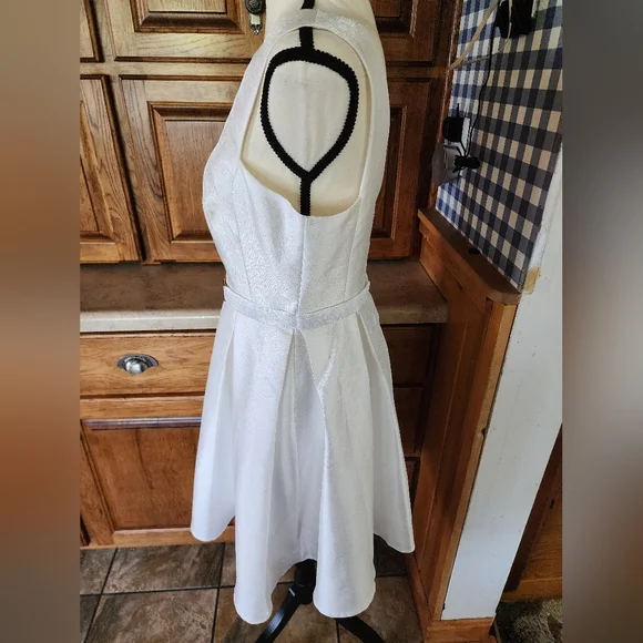 Maniju Ivory Sleeveless Fit and Flare Dress Size M - Picture 10 of 13